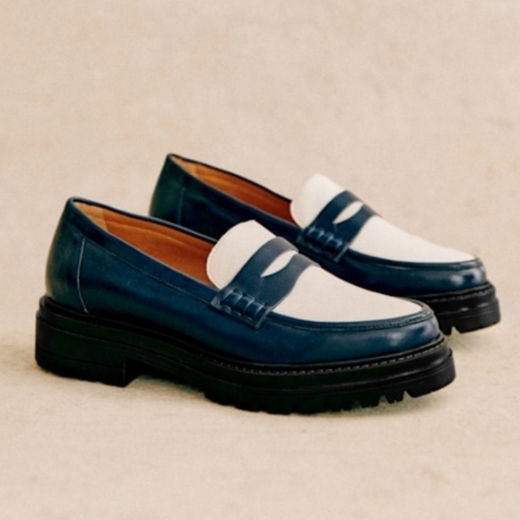 Sezane Shoes - Sezane Albane Navy and White Loafers 37 EUC